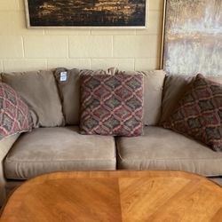 Tan Rolled Arm Sofa