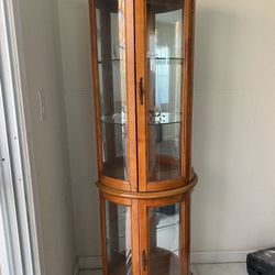 Curio Cabinet With Light Fixtures And Multiple Glass Shelves 