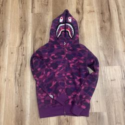 size large purple bape hoodie