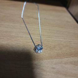 Sterling Silver White  Sapphire In a Box 21 Inch Necklace