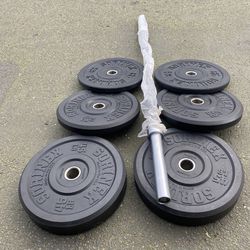 Bumper Weights And Short Barbell 