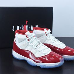 Jordan 11 Retro White/Black/Red Varsity Men's Shoes