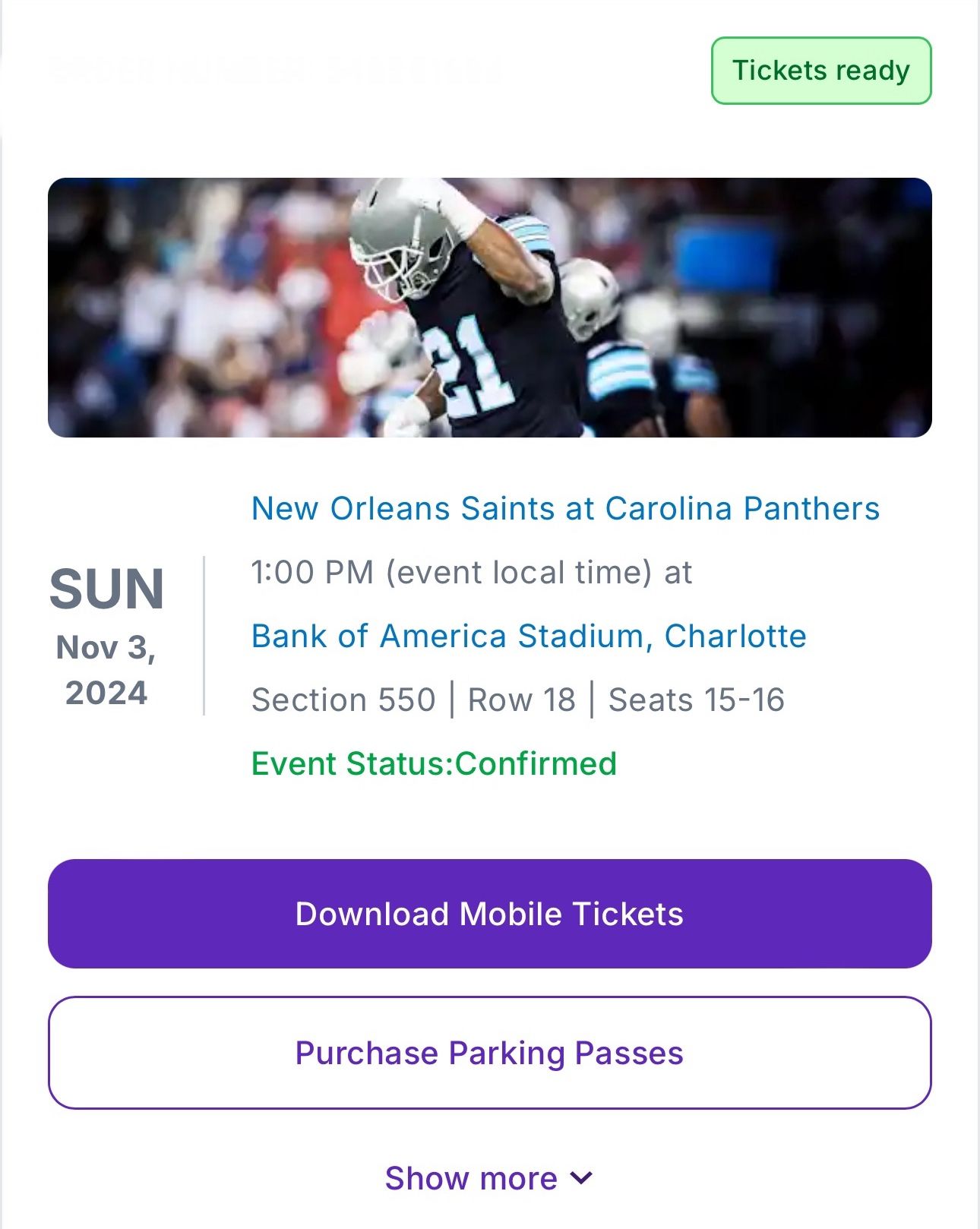 Carolina Panthers Tickets