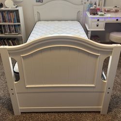 White Wood Twin Bed Frame 