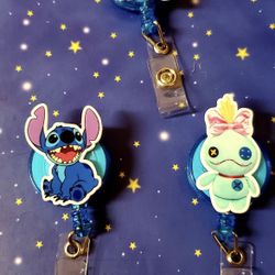 Lilo & stitch & Scrump Doll Badge Reel