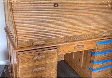 Roll top Solid Oak Desk