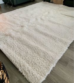 Large Cream Shag Area Rug