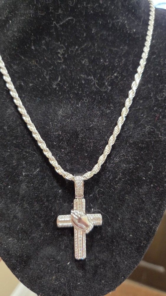 24" 3mm Diamond Cut Rope Sterling Silver