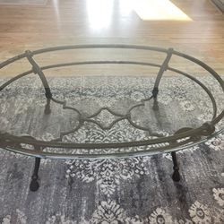 1/2” Beveled Glass & Wrought Iron Coffee & Half Moon Tables