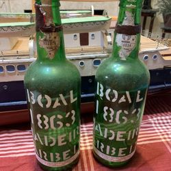 X2 Barbieto Madeira Bual Glass Bottles Empty Decor