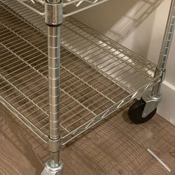 3x Restaurant Metal Shelving On Casters
