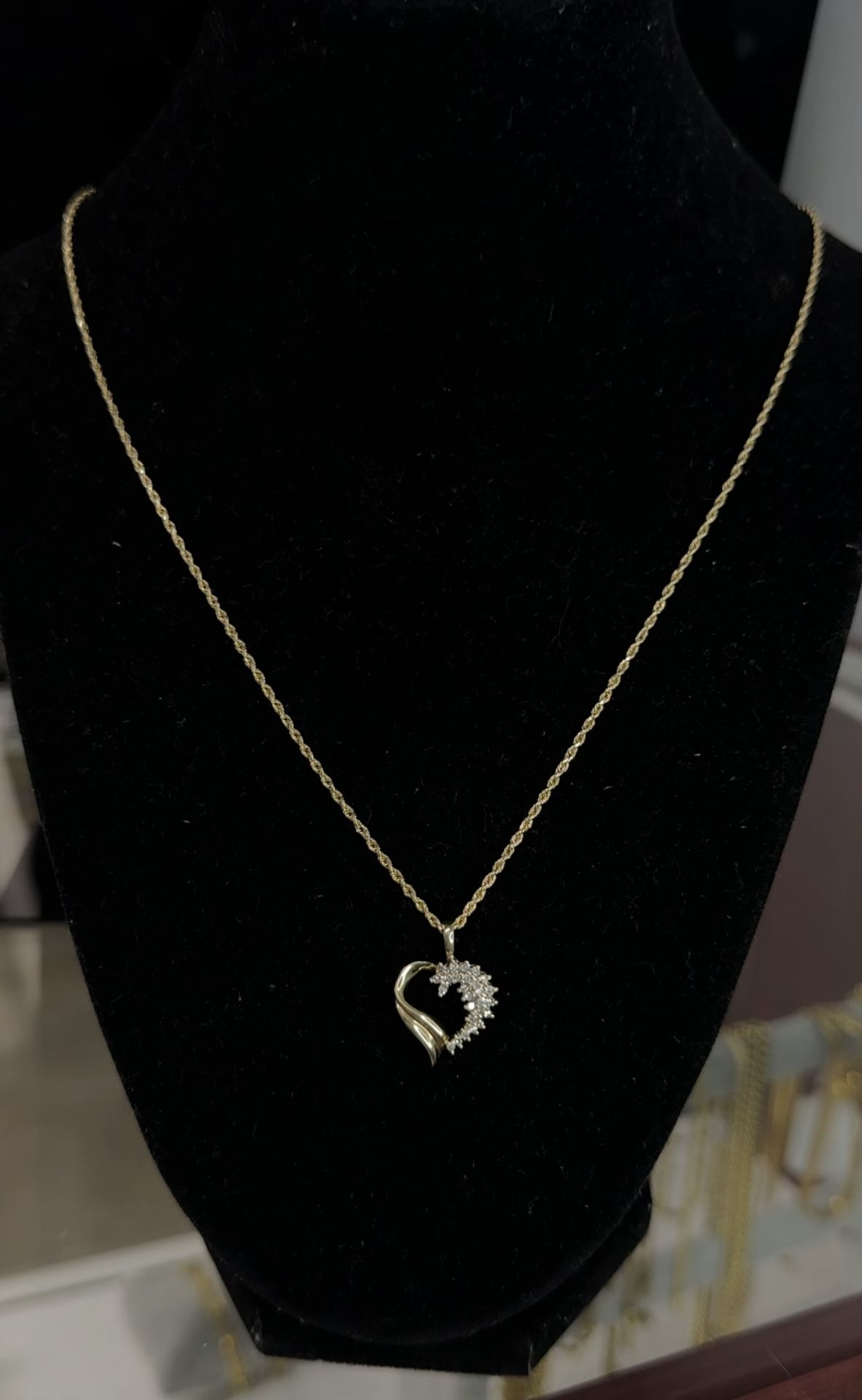 14k solid rope and 10k heart pendant