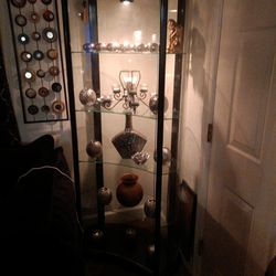 Tall Glass Cabinet With 4 Shelves