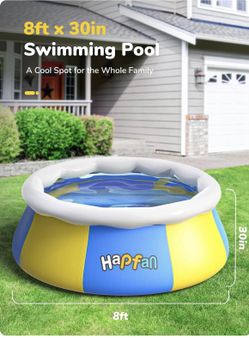 Hapfan Inflatable Above Ground Pool, 8ft/10ft Family Outdoor Pool for Backyard, Blow Up Top Ring Swimming Pools for Adults & Kids (8ft x 30in)