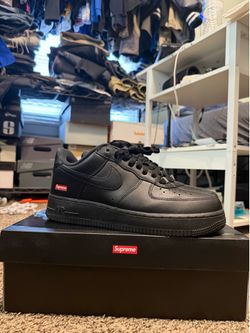 Supreme Black Air Force 1s low size 8.5