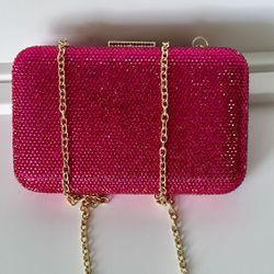 Crystal Clutch Bag Barbie Pink