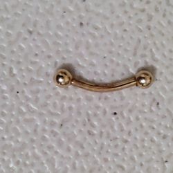 16 Gauge Curved Barbell Eyebrow Ring 14 K Gold 