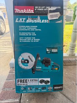 Makita  18V X2 (36V) LXT Lithium‑Ion Brushless Cordless 9 in. Power Cutter, batteries & Charger