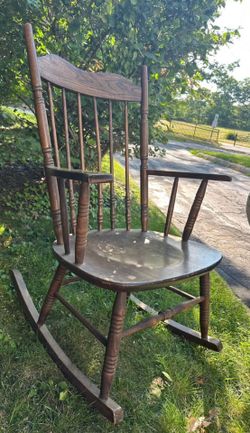 Vintage Wooden Spindle Back Rocking Chair