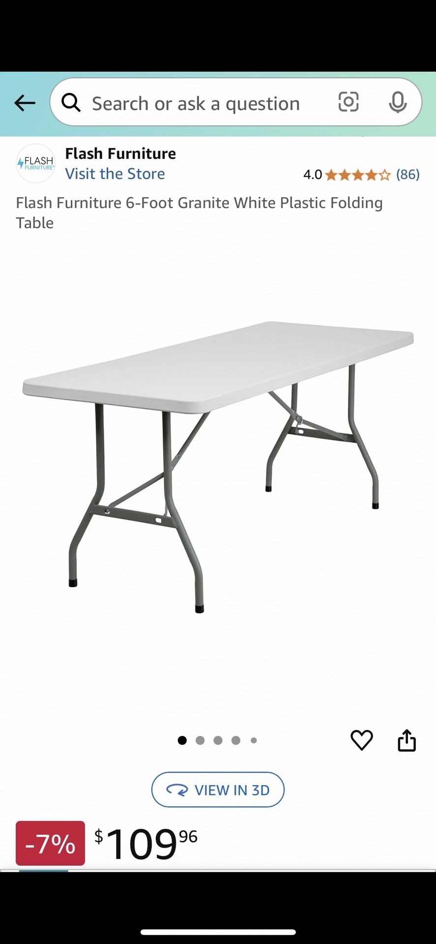 Folding Table 6ft 