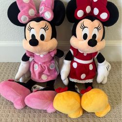 medium size minnie mouse plush dolls toys brand new pink red polka dots disneyland disney store 