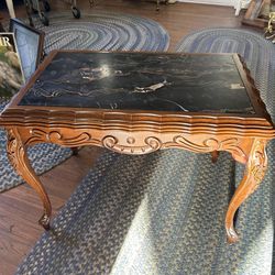 French marble top end table