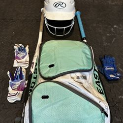 Softball Starter Kit - Bat Bag, Batting Helmet, Two Bats, Batting Gloves