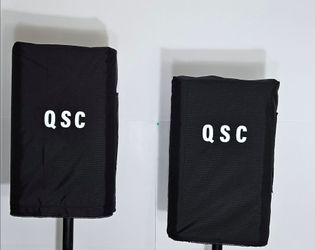 K10.2 QSC black 600 D. Heavy Duty Waterproof Polyester Fabric, Padded Fabric Speaker Slip Cover w/ Storage Pocket & Carry Handle