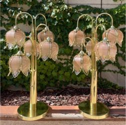 1980s Vintage Postmodern Pink Lotus flower lamps EACH