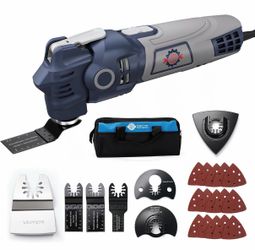 Corded Oscillating Multi-Tool Kit 400W 3.6A, 6-Speed, 24 Accessories 15,000–22,000 OPM; Soft Start; Tool-Free Blade Change; LED Light; 3.6° Oscillatio