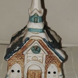 Vintage Porcelain Christmas/Holiday House Decorative Votive.  Approx. 5"L x 4.25"W x 7.5"H.  $4.  Cash ONLY.

**Click on my Profile for similar and ot