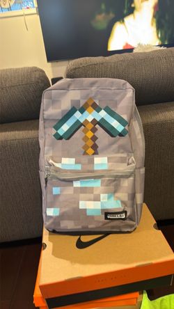 Minecraft Backpack Gray Pixel Print