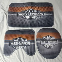 Motorcycle Harley bath mat set. Man cave