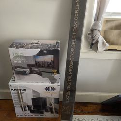 Surround Sound System, Projector, Projector Screen 
