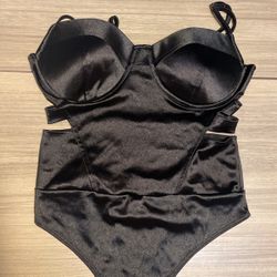 Black Silk Sideless bodysuit