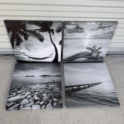 4 Pc Coastal Pictures - 16” X 16” - Model Home Decor 