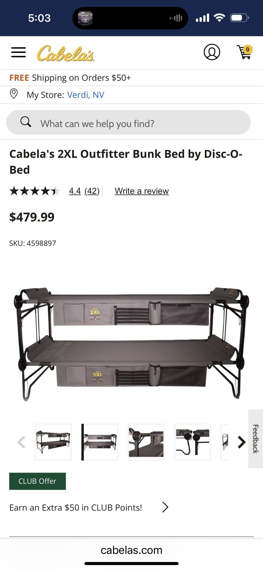Cabela's 2XL Outfitter Bunk Bed by Disc-O-Bed