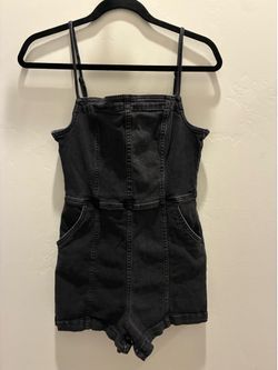 Volcom Brand Girls Black Denim Romper