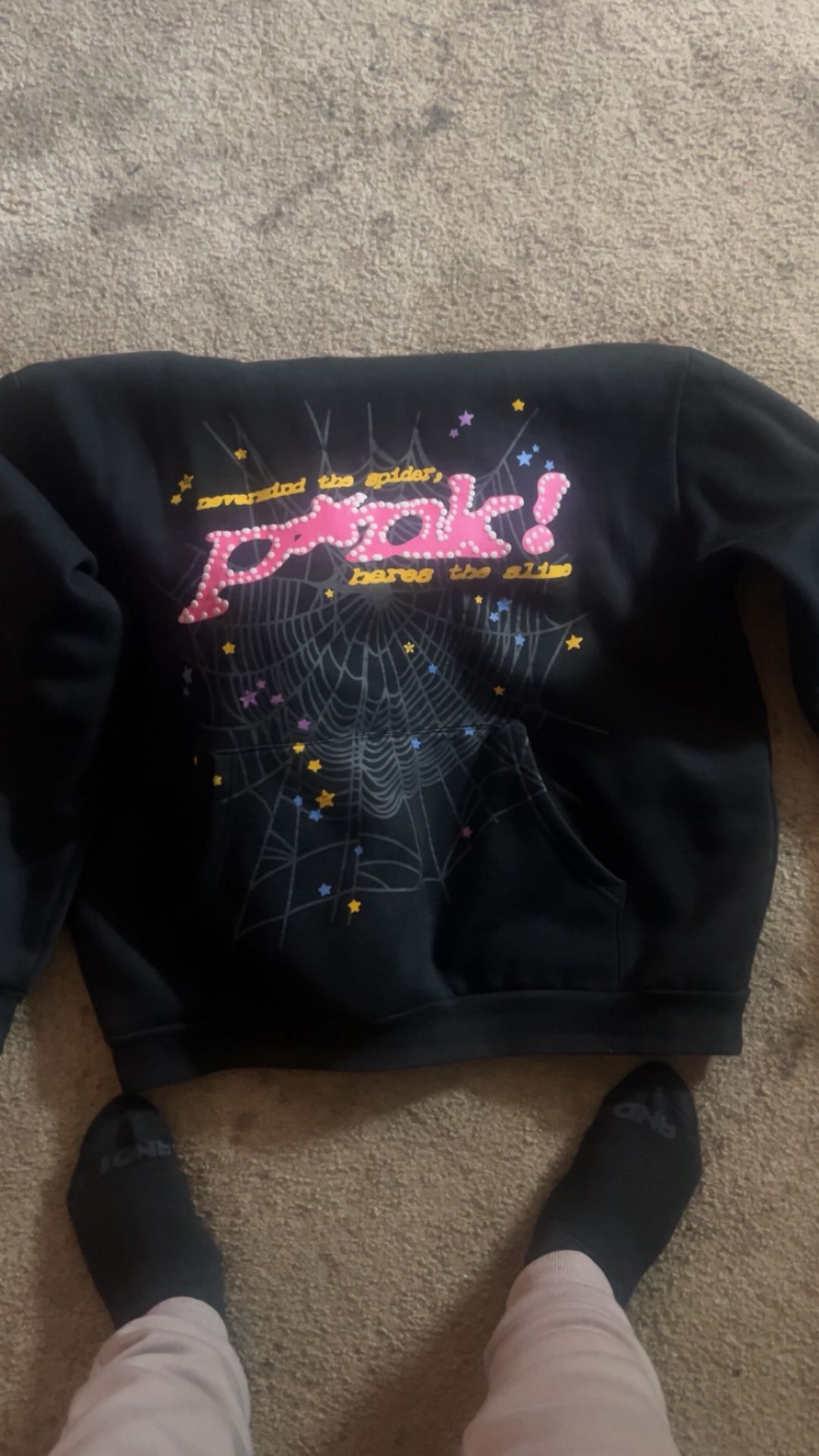Spider Hoodie Pink Black