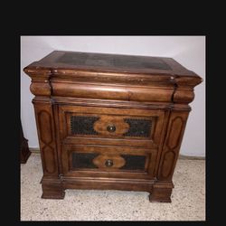 Solid wood, large nightstand with oversized second nightstand with mirror