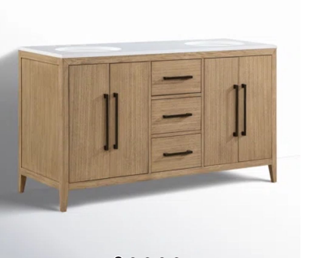NEW :: Alsup 60 " Double Vanity :: Stylish Brown Oak ::