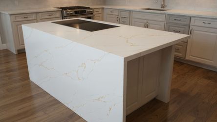 Warehouse Direct SALE Prefab quartz full slab countertop-Calacatte Haven