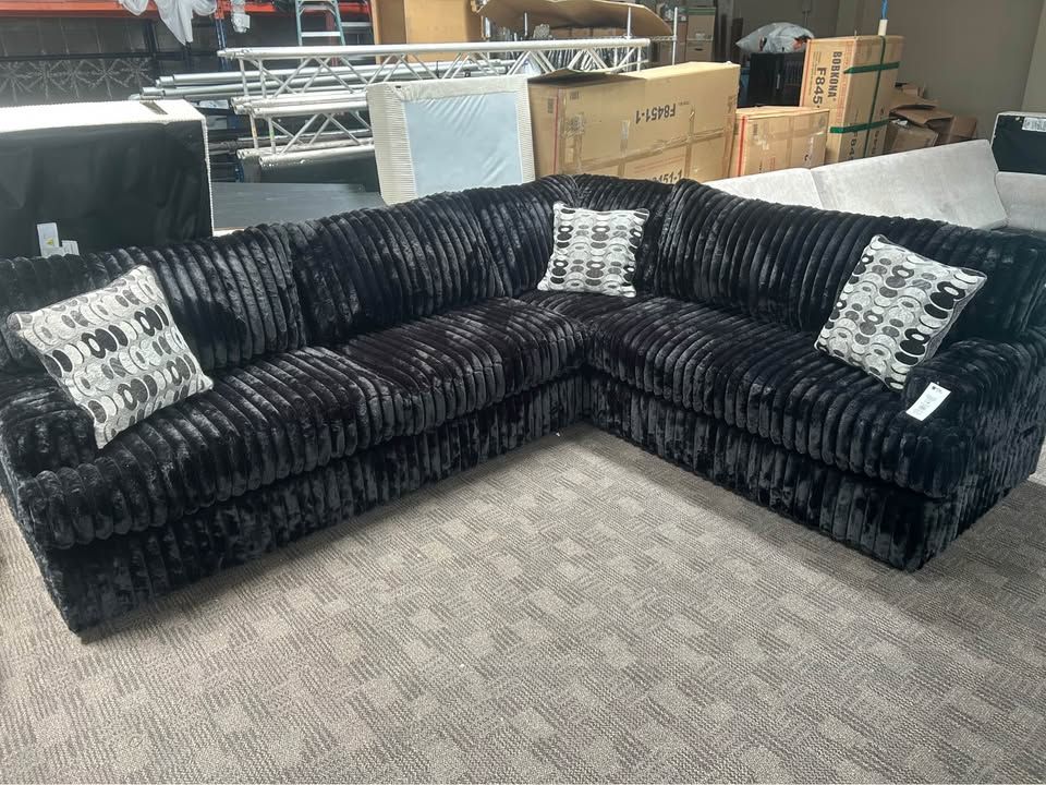 Black comfy large soft sectional