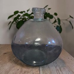 Large Hand-Blown Glass Demijohn Bottle