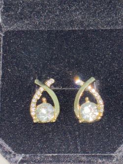 14 karat gold plated in cubic zirconia