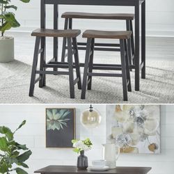 Table And Stools - All Black 