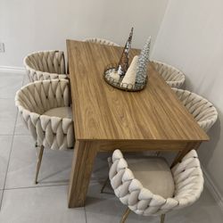 Beige, Modern Dining 6 Chairs-New