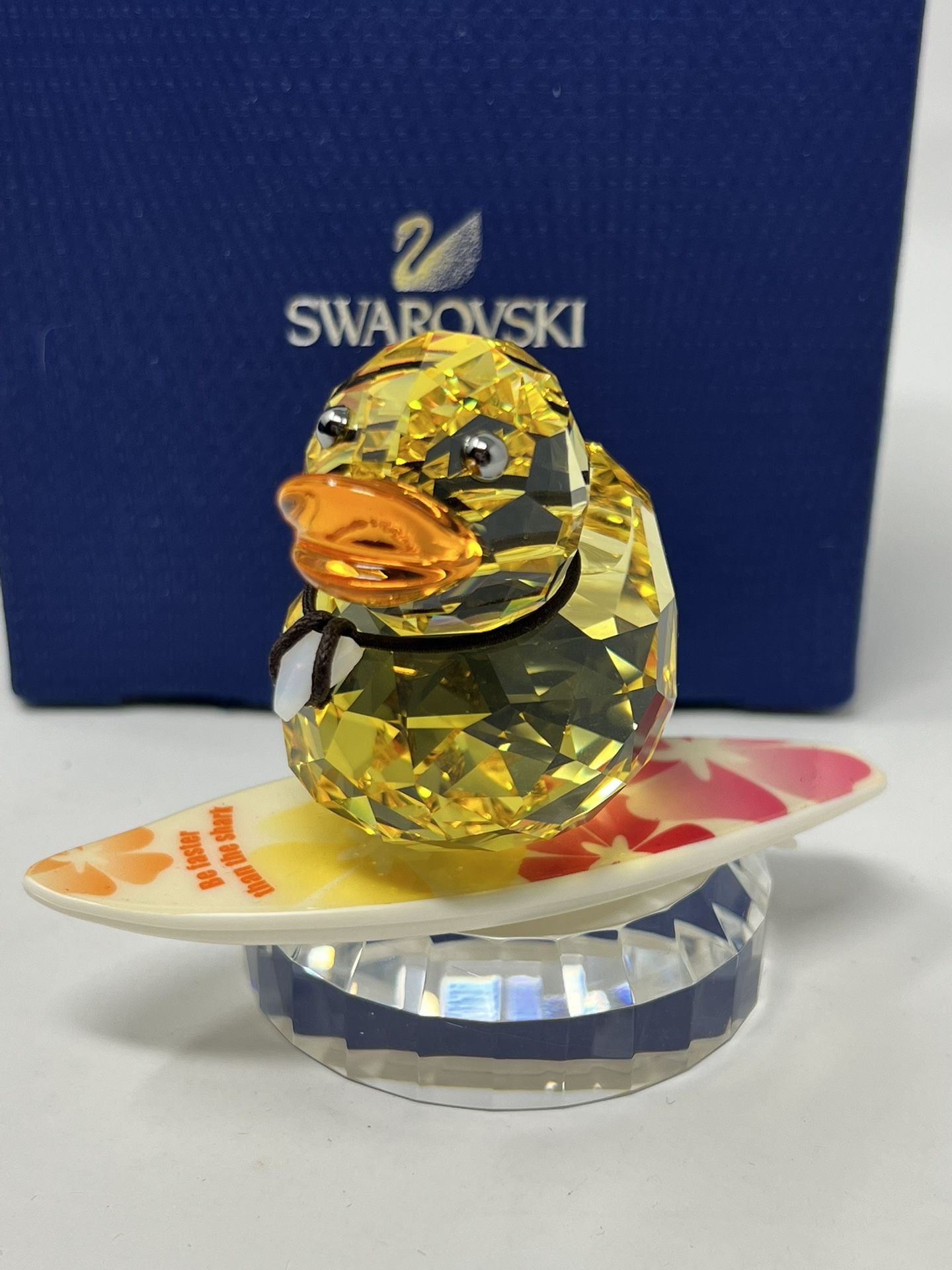 Swarovski Crystal Happy Ducks With Surfboard Figurine for Sale in