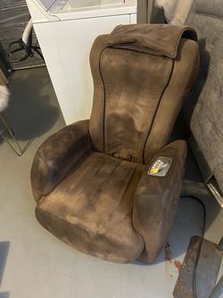 Brown Massage Chair with Built-In Controls