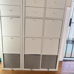 IKEA white Kallax Storage Cubes with Extras
